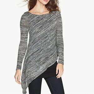 White House Black Market Asymmetrical Long Sleeve Gray Black Tunic Top Size S